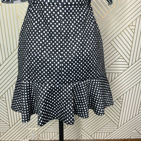 Saloni Amelia Neoprene Mini Polka Dot Dress‎ Black White Size 6 - Picture 9 of 12